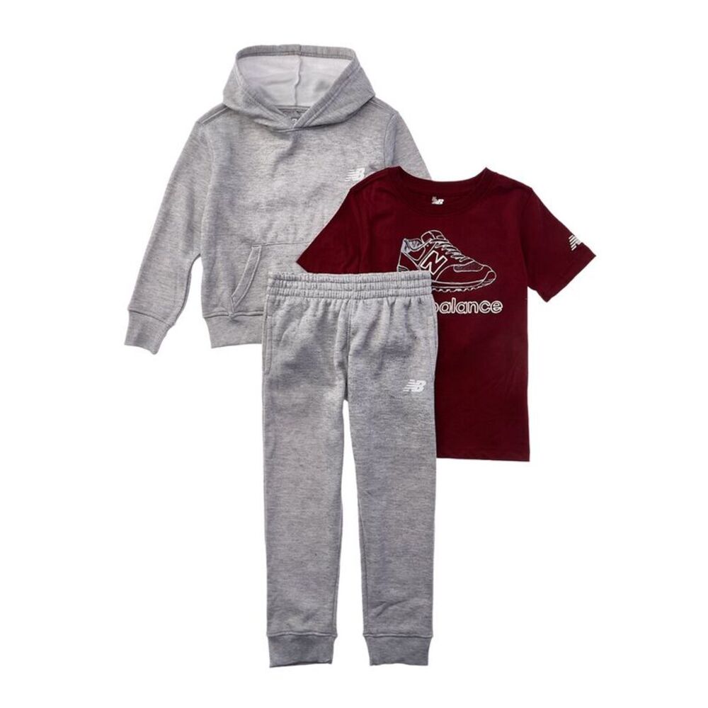 New Balance Boys  3Pc Fleece Hoodie, T-Shirt & Jogger Set